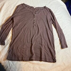 Gap Long Sleeve Henley Shirt Brown Women Size S Casual Basic Comfort